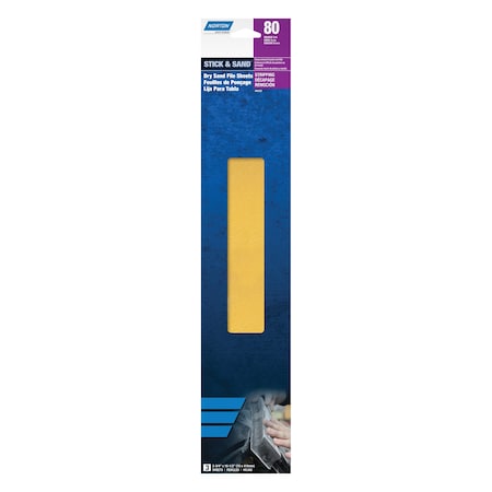 Norton Abrasives Stick & Sand Paper PSA File Strip H290 Aluminum Oxide P80 Grit, 3PK 7660700322